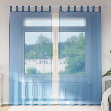 Tende in Voile con Passanti 2 pz Blu Reale 140x245 cm