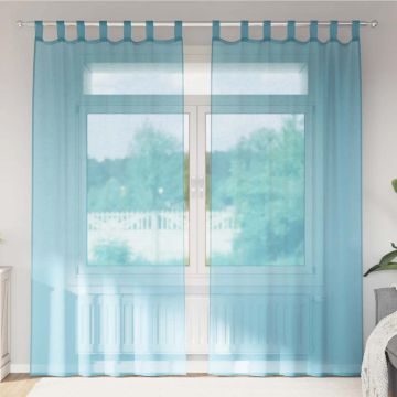 Tende in Voile con Passanti 2 pz Turchese 140x245 cm