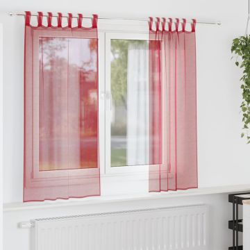 Tende in Voile con Passanti 2 pz Rosso Vino 140x175 cm