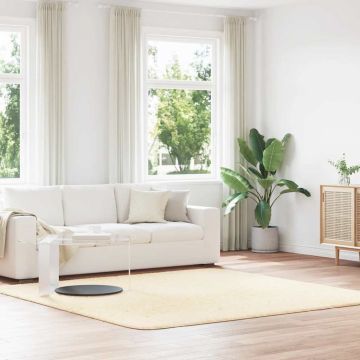 Tappeto Shaggy a Pelo Lungo NAVARRA Crema 240x240 cm poliestere