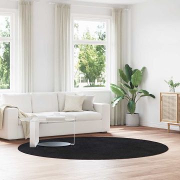 Tappeto Shaggy a Pelo Lungo NAVARRA Nero 240x240 cm poliestere