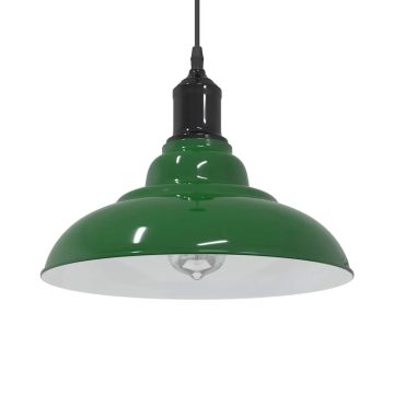 Lampada a Sospensione Regolabile E27 Verde Lucido Ø31cm Metallo