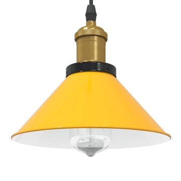 Lampada Sospensione Regolabile E27 Giallo Lucido Ø22 cm Metallo
