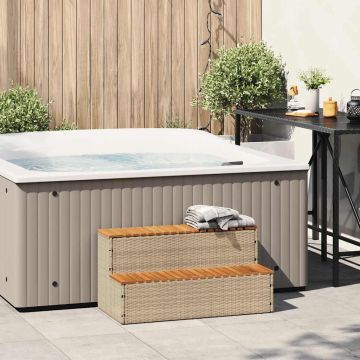 Bordo per Vasca Idromassaggio Beige Polyrattan&Massello Acacia