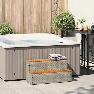 Bordo per Vasca Idromassaggio Grigio Polyrattan&Massello Acacia
