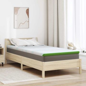 Topper per materasso Bianco e Verde 90 x 200 cm