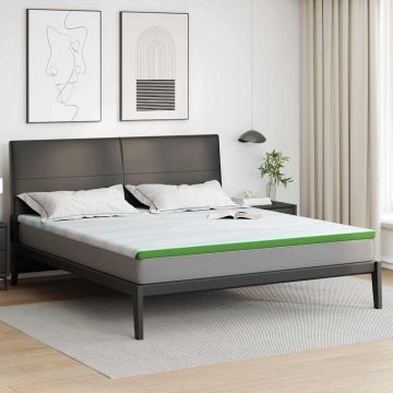 Topper per materasso Bianco e Verde 180 x 200 cm