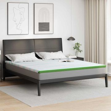Topper per materasso Bianco e Verde 180 x 200 cm