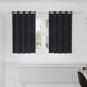 Tende 2 pz Nero 140 x 140 cm Velluto