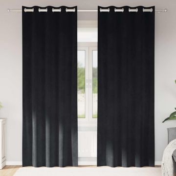 Tende 2 pz Nero 140 x 245 cm Velluto