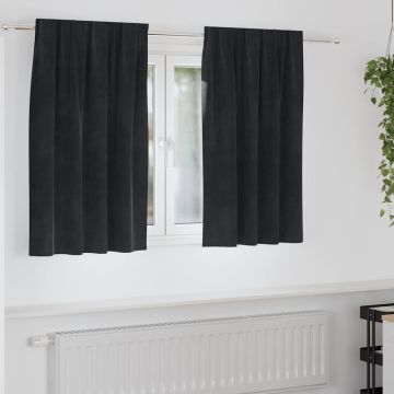 Tende 2 pz Nero 140 x 140 cm Velluto