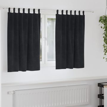Tende 2 pz Nero 140 x 140 cm Velluto