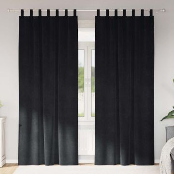 Tende 2 pz Nero 140 x 245 cm Velluto