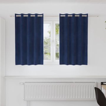 Tende 2 pz Blu Scuro 140 x 140 cm Velluto
