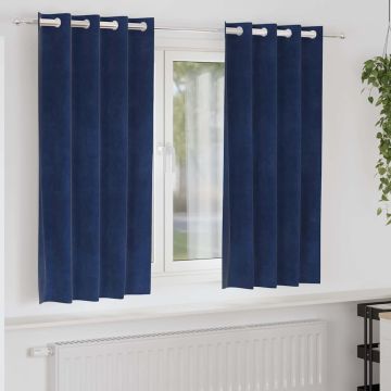 Tende 2 pz Blu Scuro 140 x 175 cm Velluto