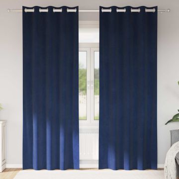 Tende 2 pz Blu Scuro 140 x 260 cm Velluto