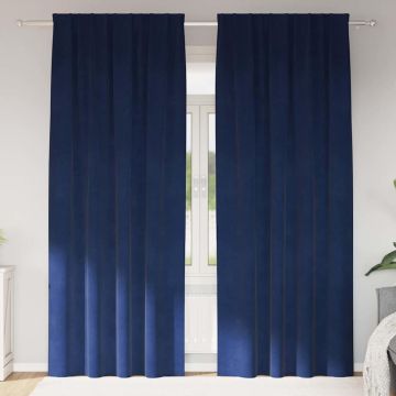 Tende 2 pz Blu Scuro 140 x 245 cm Velluto