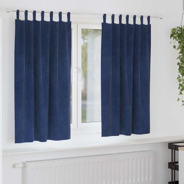 Tende 2 pz Blu Scuro 140 x 175 cm Velluto