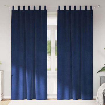 Tende 2 pz Blu Scuro 140 x 260 cm Velluto