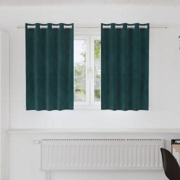 Tende 2 pz Verde Scuro 140 x 140 cm Velluto