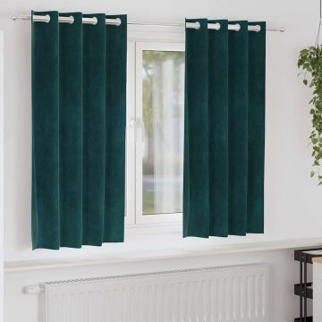 Tende 2 pz Verde Scuro 140 x 175 cm Velluto