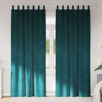 Tende 2 pz Verde Scuro 140 x 245 cm Velluto