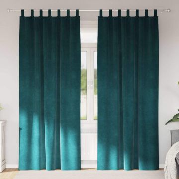 Tende 2 pz Verde Scuro 140 x 260 cm Velluto