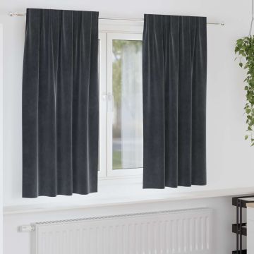 Tende 2 pz Grigio Scuro 140 x 175 cm Velluto