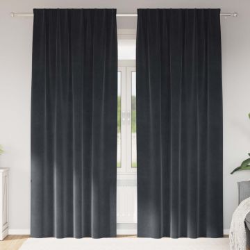 Tende 2 pz Grigio Scuro 140 x 225 cm Velluto