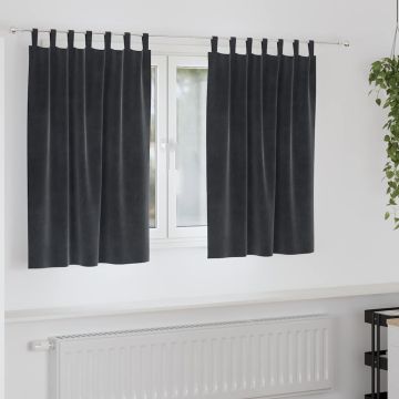 Tende 2 pz Grigio Scuro 140 x 140 cm Velluto