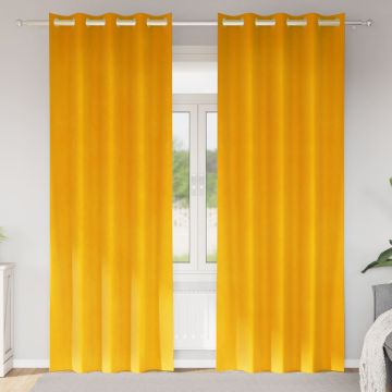 Tende 2 pz Giallo Senape 140 x 245 cm Velluto