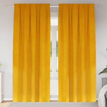 Tende 2 pz Giallo Senape 140 x 260 cm Velluto