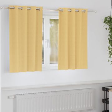 Tende Blackout con Anelli 2 pz Beige 140 x 140 cm Poliestere