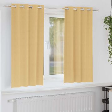 Tende Blackout con Anelli 2 pz Beige 175 x 140 cm Poliestere