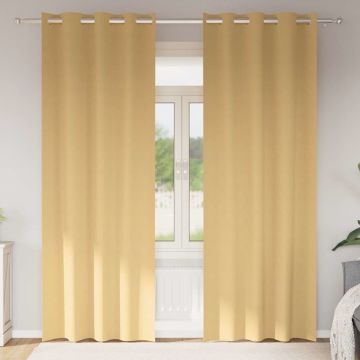 Tende Blackout con Anelli 2 pz Beige 245 x 140 cm Poliestere