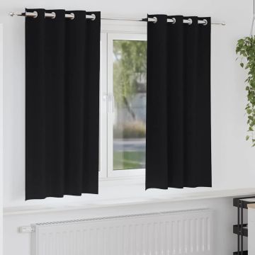 Tende Blackout con Anelli 2 pz Nero 175 x 140 cm Poliestere