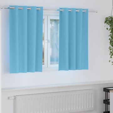 Tende Blackout con Anelli 2 pz Azzurro 140 x 140 cm Poliestere