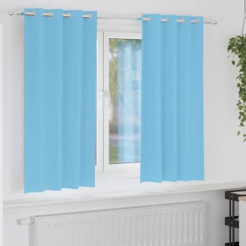Tende Blackout con Anelli 2 pz Azzurro 175 x 140 cm Poliestere