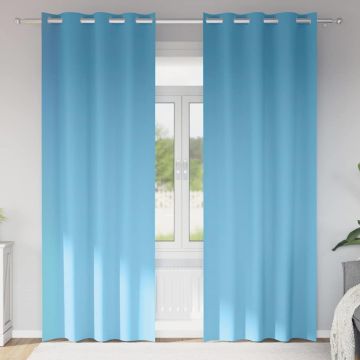 Tende Blackout con Anelli 2 pz Azzurro 245 x 140 cm Poliestere