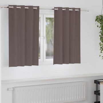Tende Blackout con Anelli 2 pz Marrone Scuro 140 x 140 cm