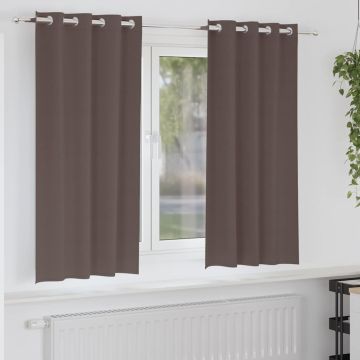 Tende Blackout con Anelli 2 pz Marrone Scuro 175 x 140 cm