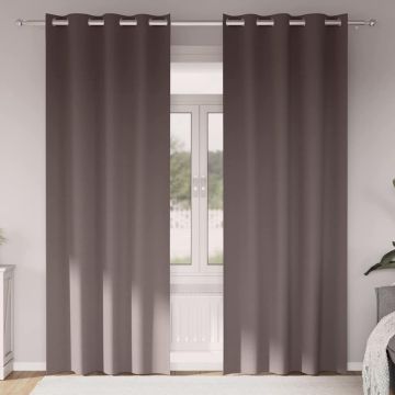Tende Blackout con Anelli 2 pz Marrone Scuro 245 x 140 cm