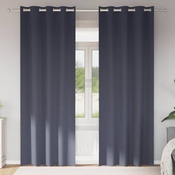 Tende Blackout con Anelli 2 pz Antracite 260 x 140 cm