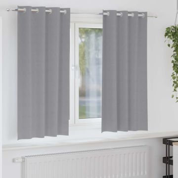 Tende Blackout con Anelli 2 pz Grigio Chiaro 175 x 140 cm