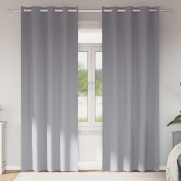 Tende Blackout con Anelli 2 pz Grigio Chiaro 245 x 140 cm