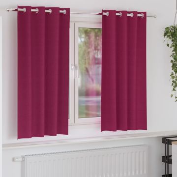 Tende Blackout con Anelli 2 pz Rosso Vino 175 x 140 cm