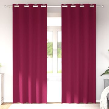 Tende Blackout con Anelli 2 pz Rosso Vino 260 x 140 cm