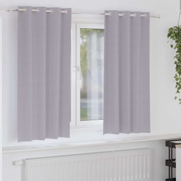 Tende Blackout con Anelli 2 pz Grigio Metallico 175 x 140 cm