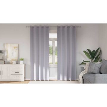 Tende Blackout con Anelli 2 pz Grigio Metallico 225 x 140 cm