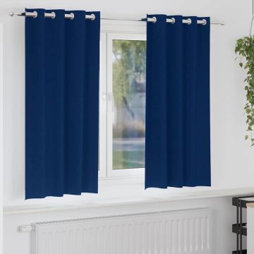 Tende Blackout con Anelli 2 pz Blu Scuro 175 x 140 cm